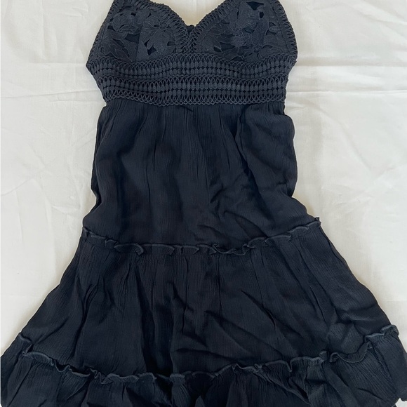 Love Tree Black Crochet Tie Back Dress In Black Size Medium - Picture 1 of 13